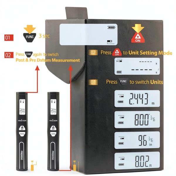 Prexiso Laser Measure Black 135 Ft Compact High Accuracy-2