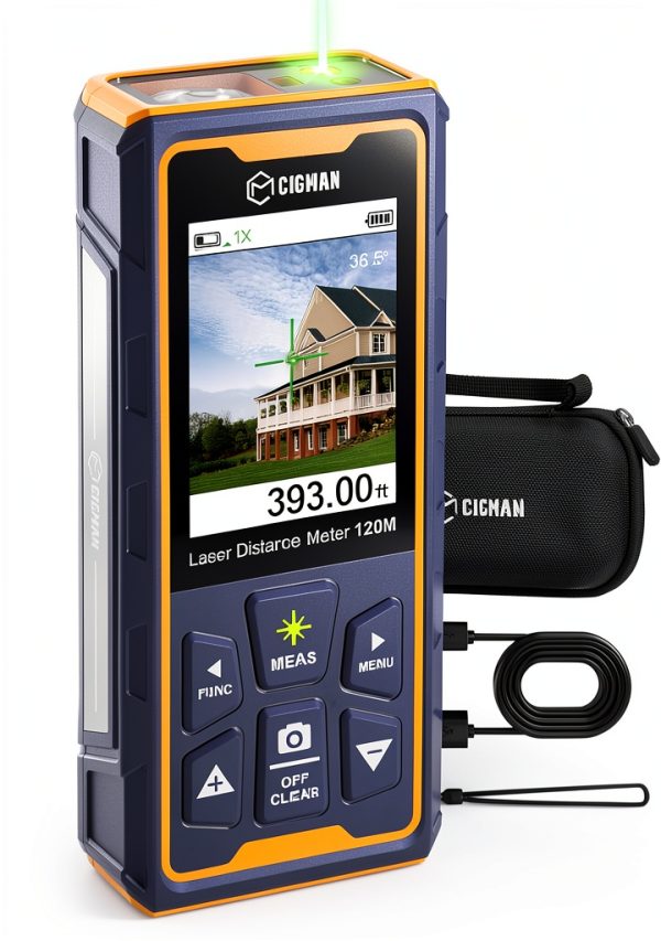 CIGMAN Green Laser Distance Meter 393ft Range 4x Zoom-0