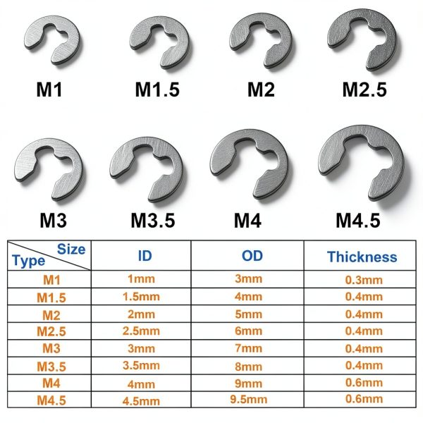 Uxcell E Clip Carbon Steel Retaining Ring Shaft Assembly-1