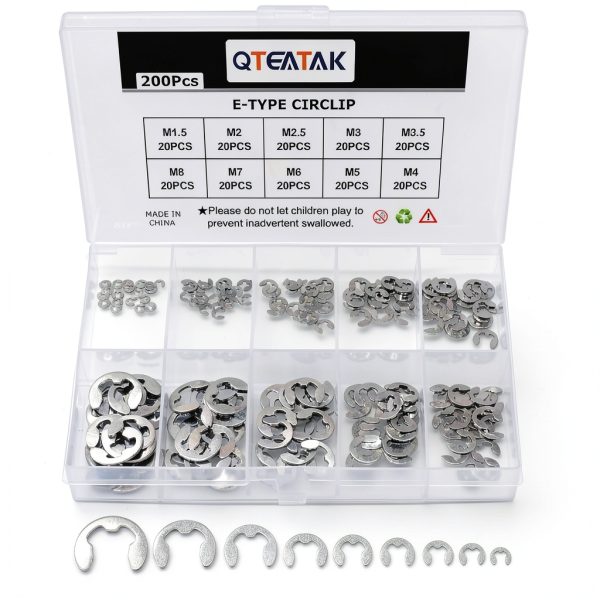 JianFeng Stainless Steel E Clip Rings 10 Size Set-0
