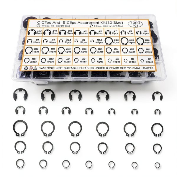 Cheng Gu Retaining Rings Carbon Steel C E Clips Assortment-1