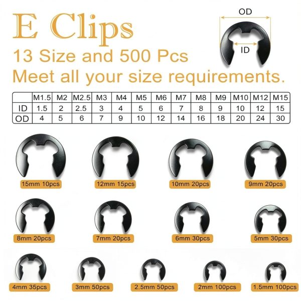 Cheng Gu Retaining Rings Carbon Steel C E Clips Assortment-3