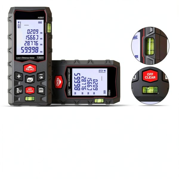 Charcity Laser Measure 196ft IP54 Waterproof Distance Meter-2