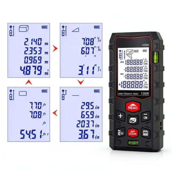 Charcity Laser Measure 196ft IP54 Waterproof Distance Meter-4