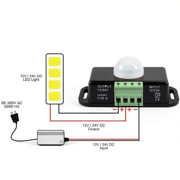 PIR Motion Sensor Switch RTNLIT Adjustable Timer 12V-24V 6A-1