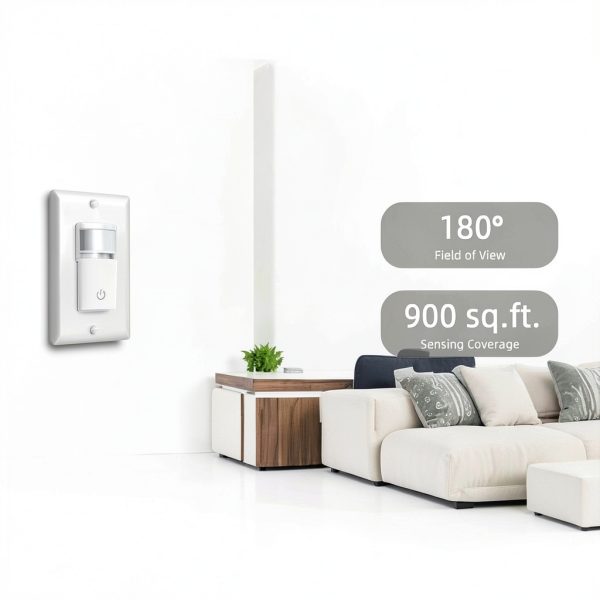 ECOELER Motion Sensor Light Switch White YM2106-WH Wall Mount 30ft-4