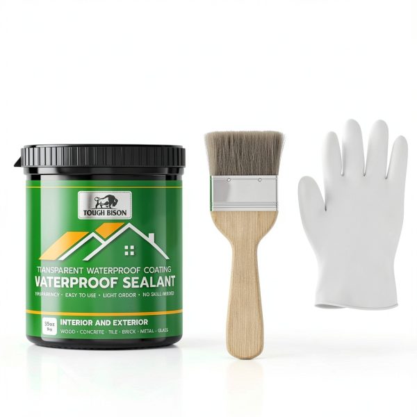 Clear Waterproof Sealant – Water-Based Transparent Waterproof Coating Acrylic Paste for Leakage for Roofs, Walls, Windows, Bathroom, Wood, Concrete, Tile, Metal, Indoor & Outdoor, Non-Toxic, 35oz, 1KG-6